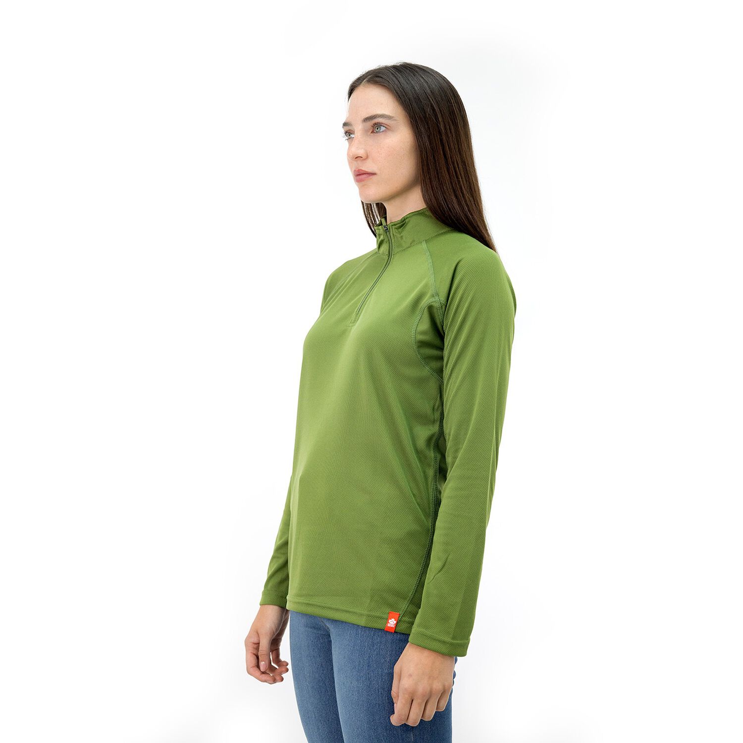 Polera Quebec Half-zip Mujer Verde Oliva image number 2.0